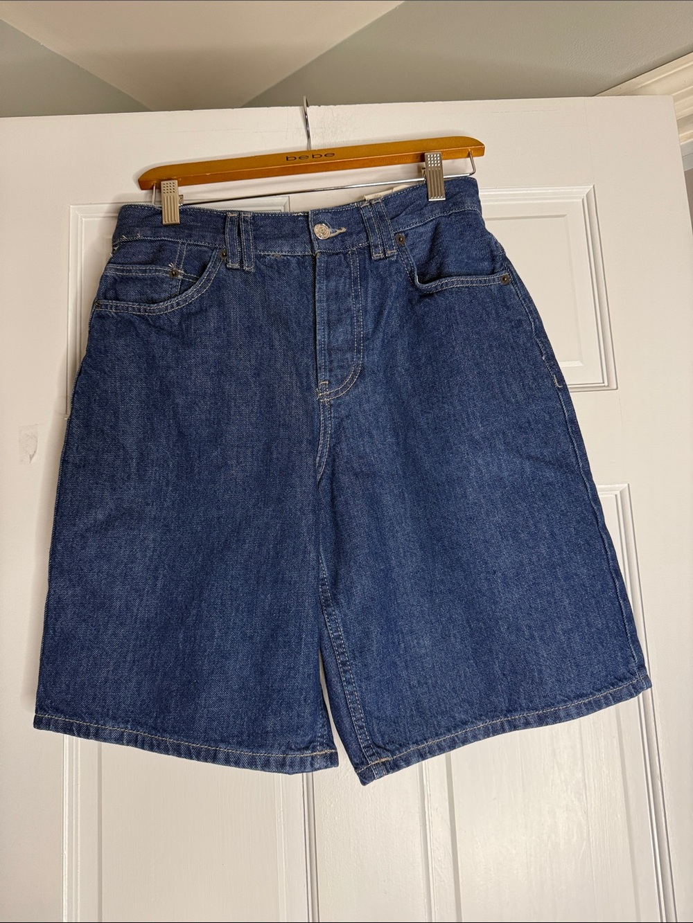 Free People Dark Blue Denim Bermuda Shorts